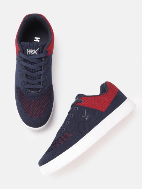 

HRX by Hrithik Roshan Men Navy Blue Woven Design Fly Sneakers
