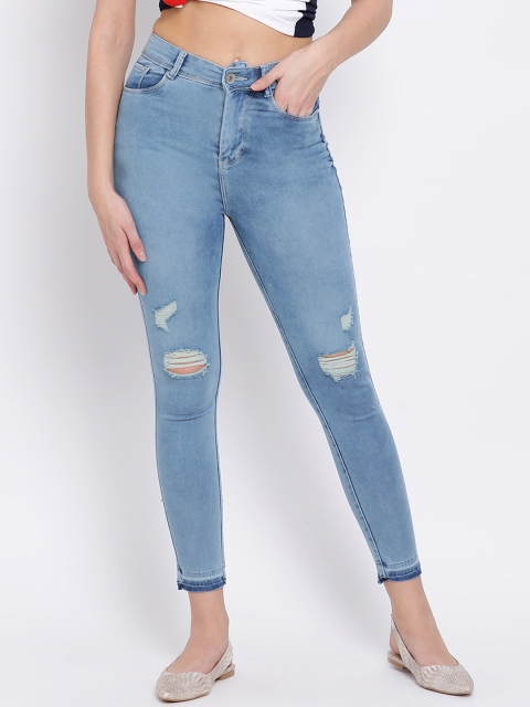 

Code 61 Women Blue Skinny Fit High-Rise Mildly Distressed Jeans