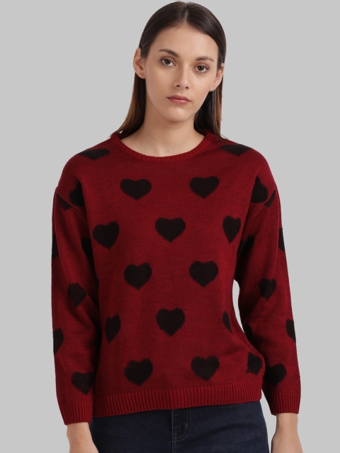 

Parx Women Red Self Design Pullover Sweater