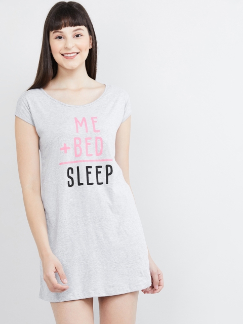 

max Women Grey Melange Printed Sleep Shirt