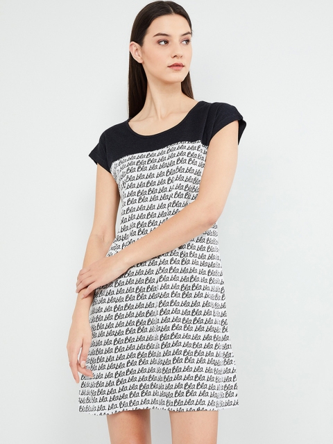 

max Women Grey Melange Printed A-Line Dress