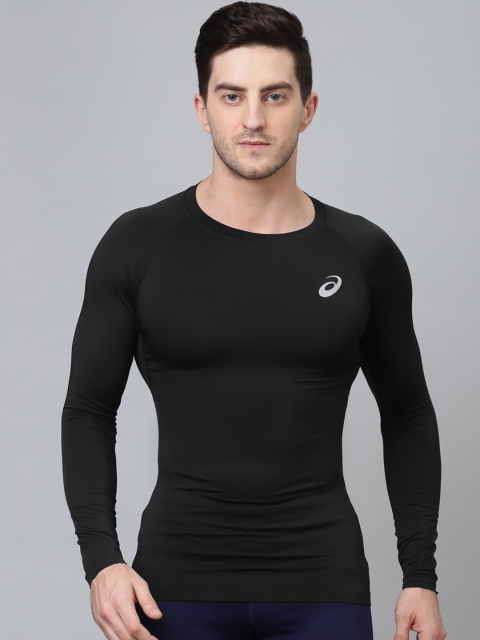 

ASICS Men Black Solid Round Neck T-shirt