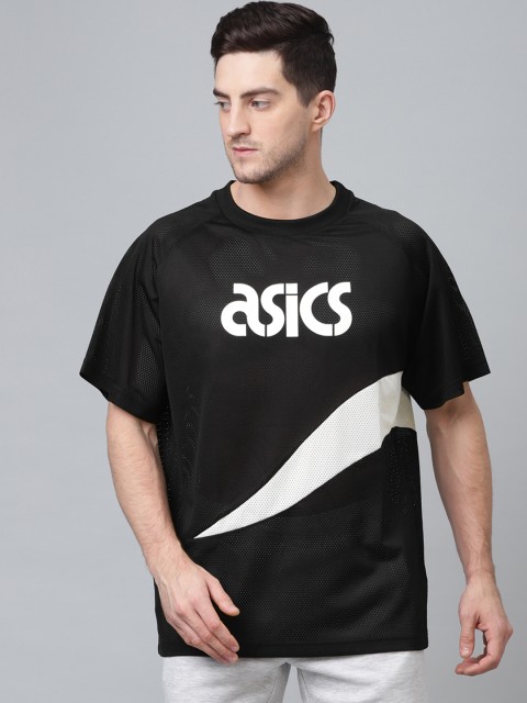 

ASICS Men Black Printed Round Neck JSY Sports Moment Ss T Walking T-shirt