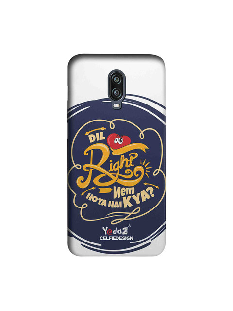 

CelfieDesign White & Navy Blue Dil Right Mein Hota Hai Kya Yedaz Sustainable OnePlus 6T Back Cover