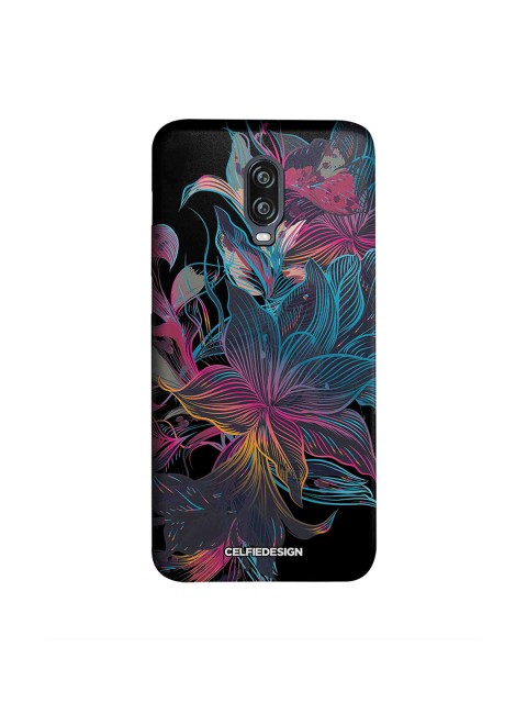 

CelfieDesign Black & Blue Neon Flowers OnePlus 6T Sustainable Back Cover