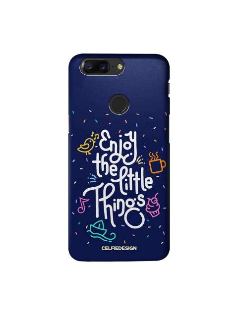 

CelfieDesign Navy Bue & White Enjoy The Little Things OnePlus 5T Sustainable Back Cover, Navy blue