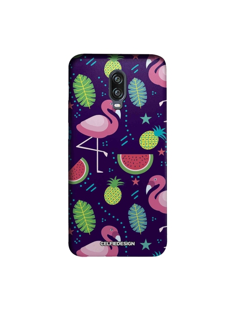 

CelfieDesign Navy-Blue & Green Flamingo OnePlus 6T Sustainable Back Cover