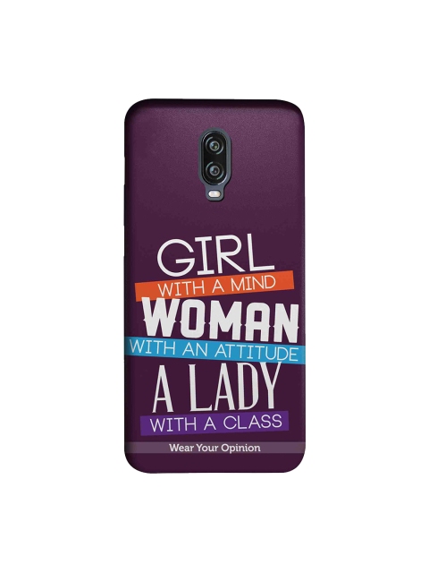 

CelfieDesign Violet & White Girl Woman Lady OnePlus 6T Wear Your Opinion Sustainable Back Cover