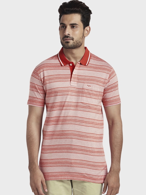 

ColorPlus Men Red Striped Polo Collar T-shirt