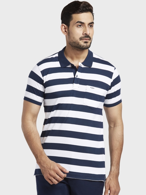 

ColorPlus Men White Striped Polo Collar T-shirt