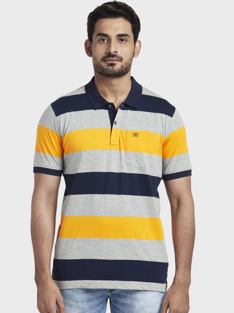 

ColorPlus Men Blue Striped Polo Collar T-shirt