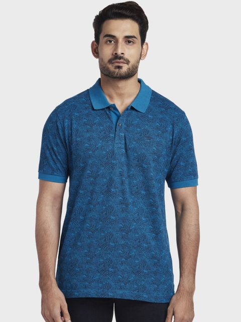 

ColorPlus Men Blue Printed Polo Collar T-shirt