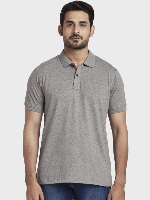 

ColorPlus Men Grey Solid Polo Collar T-shirt