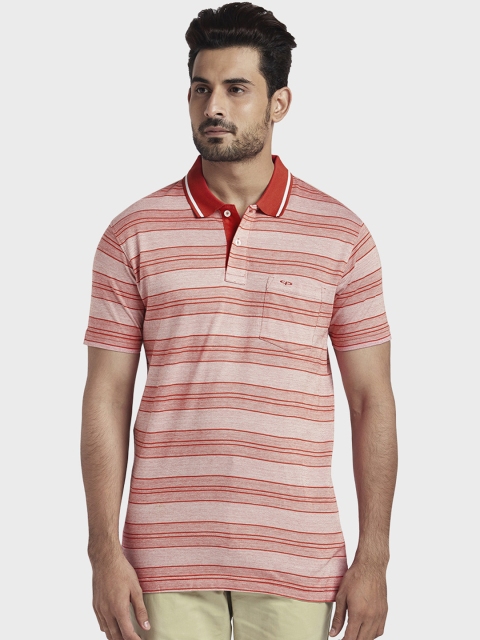 

ColorPlus Men Red Striped Polo Collar T-shirt