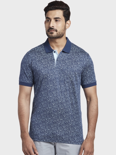 

ColorPlus Men Blue Printed Polo Collar T-shirt