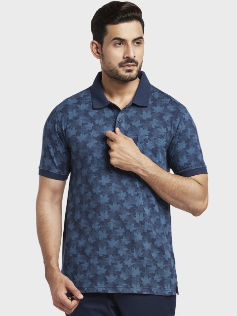 

ColorPlus Men Blue Printed Polo Collar T-shirt