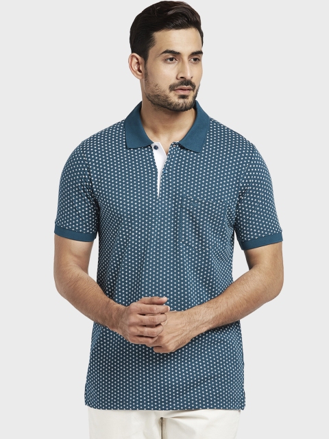 

ColorPlus Men Blue Printed Polo Collar T-shirt
