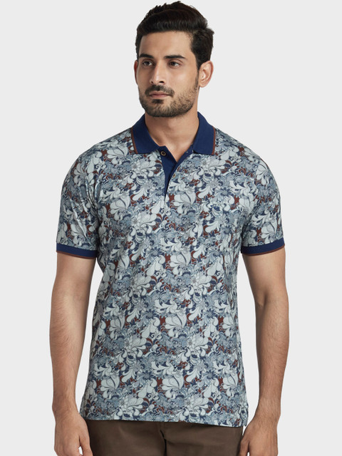 

ColorPlus Men Grey Printed Polo Collar T-shirt