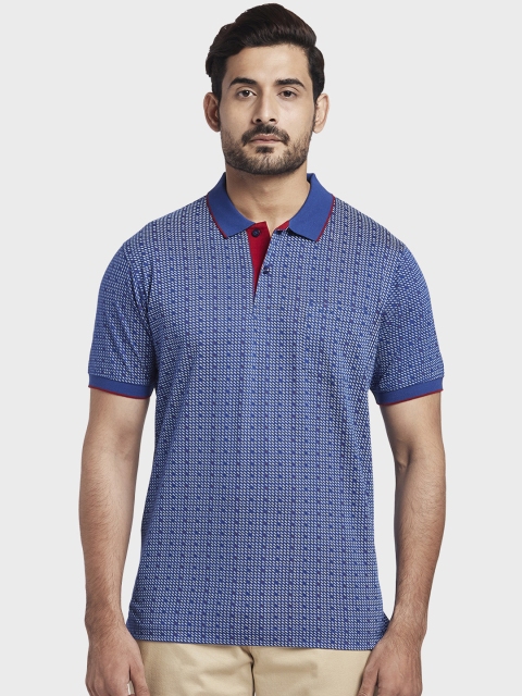 

ColorPlus Men Blue Printed Polo Collar T-shirt