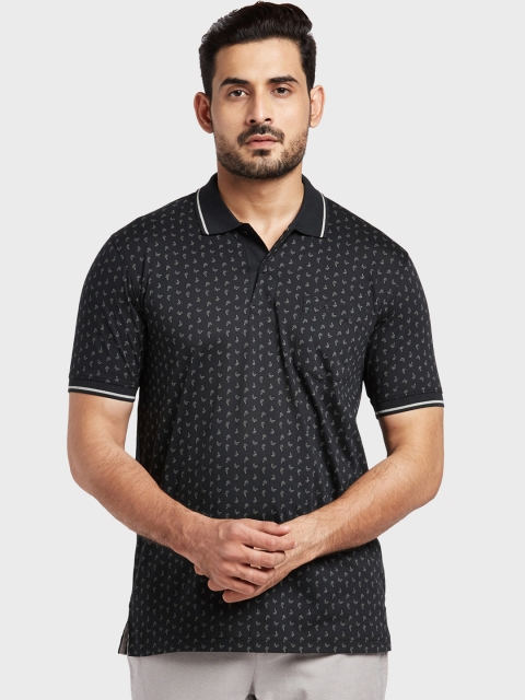 

ColorPlus Men Black Printed Polo Collar T-shirt