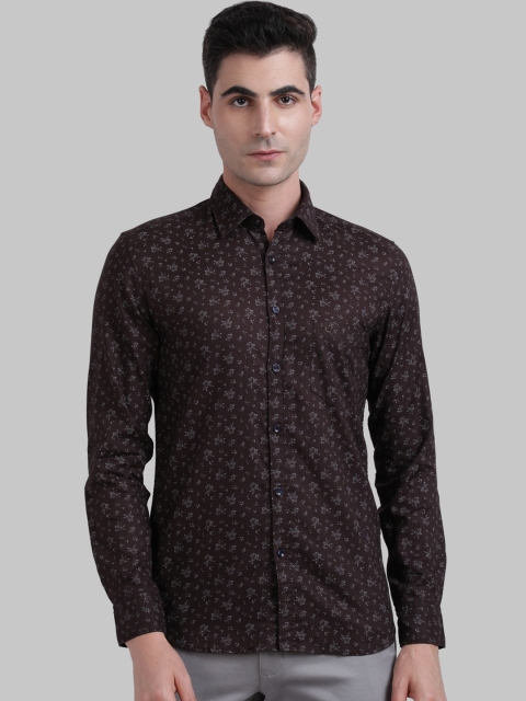 

Parx Men Brown Slim Fit Floral Printed Cotton Casual Shirt