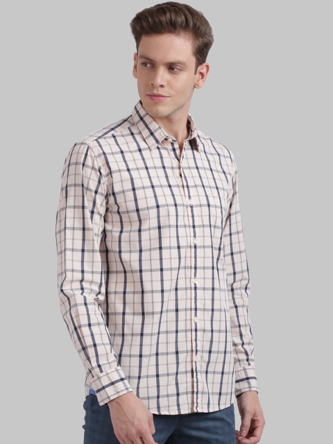 

Parx Men Orange & Blue Slim Fit Checked Casual Shirt