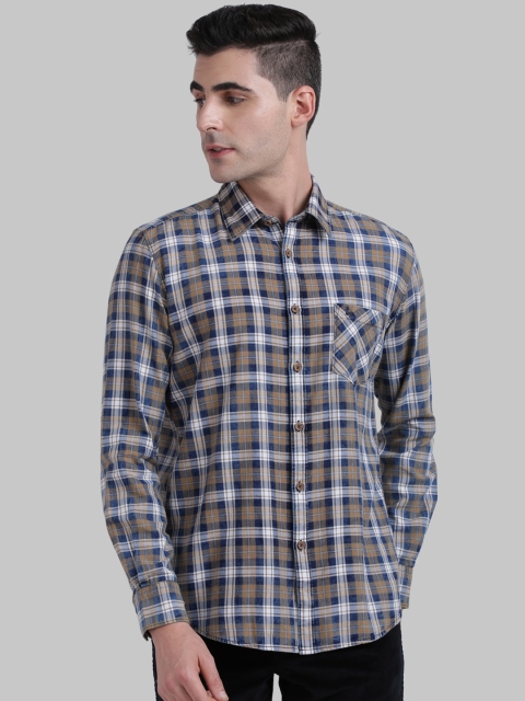 

Parx Men Brown & White Slim Fit Checked Casual Shirt