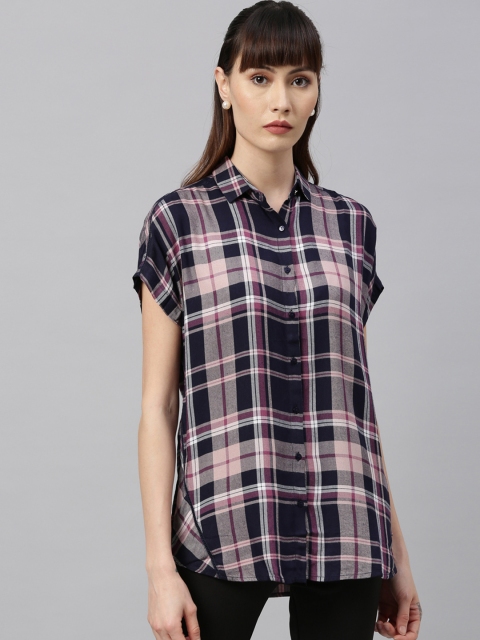 

Park Avenue Woman Blue & Off-White Regular Fit Checked Casual Shirt