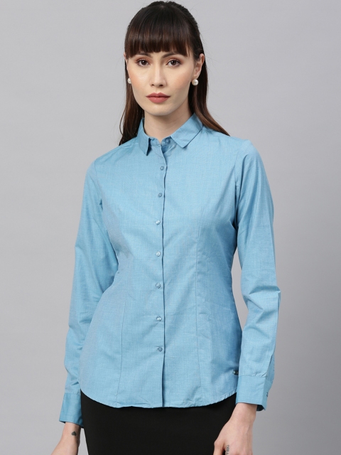 

Park Avenue Woman Women Blue Regular Fit Solid Casual Shirt