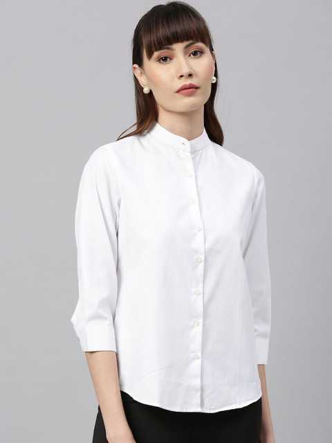 

Park Avenue Woman Women White Regular Fit Solid Casual Shirt