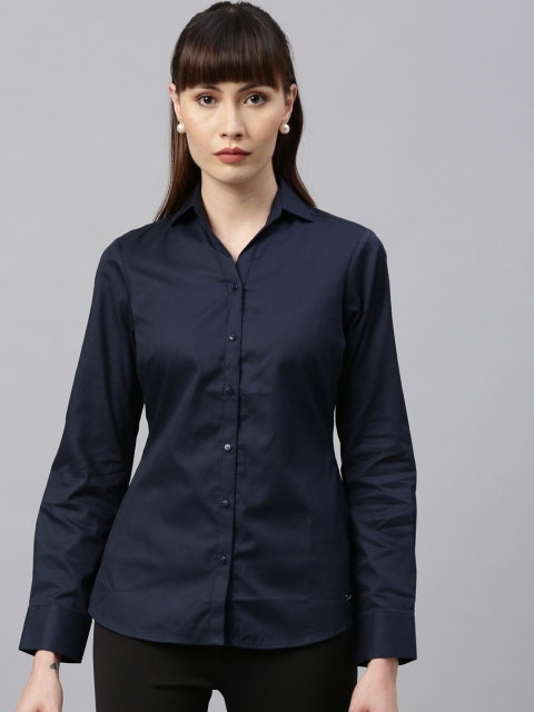 

Park Avenue Woman Blue Regular Fit Solid Casual Shirt
