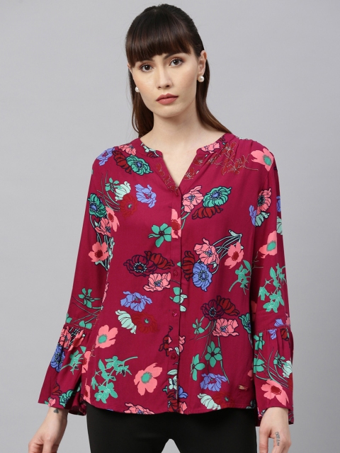 

Park Avenue Woman Red Regular Fit Printed Casual Shirt