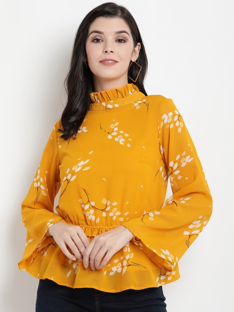 

The Vanca Women Yellow Printed Blouson Top