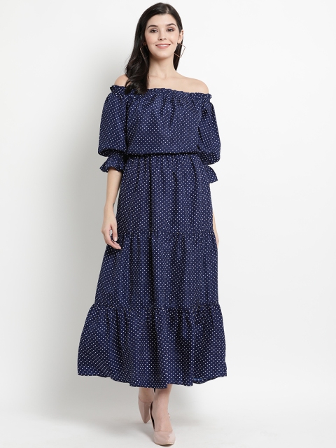 

The Vanca Women Navy Blue Printed Maxi Dress