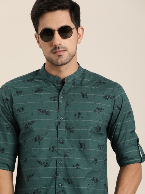 

Moda Rapido Men Teal Green & Black Regular Fit Printed Casual Shirt