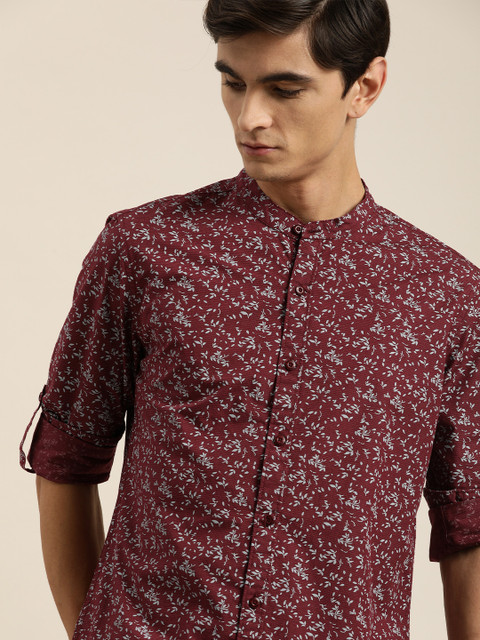 

Moda Rapido Men Burgundy & Grey Regular Fit Printed Casual Shirt