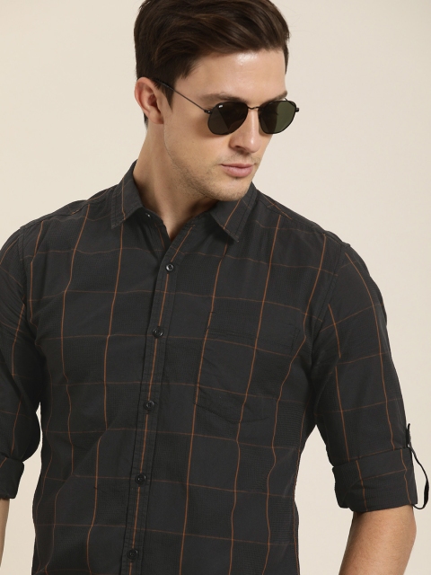 

Moda Rapido Men Black & Brown Regular Fit Checked Casual Shirt