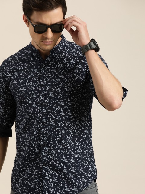

Moda Rapido Men Navy Blue & Grey Slim Fit Printed Casual Shirt