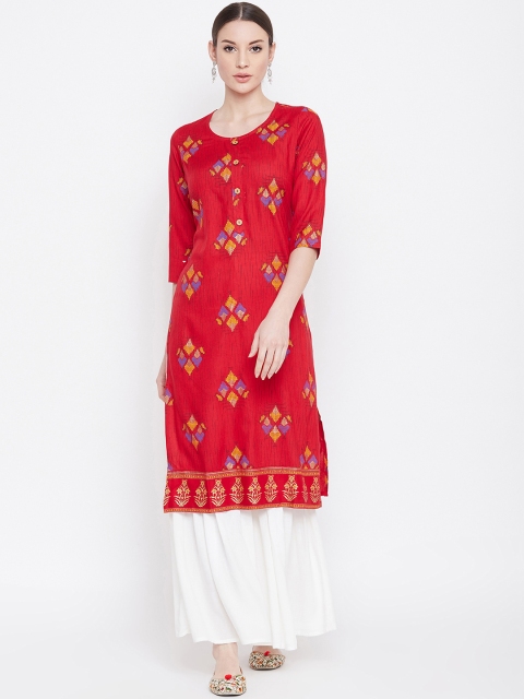 

Desi Rang Women Red & White Printed Kurta with Sharara
