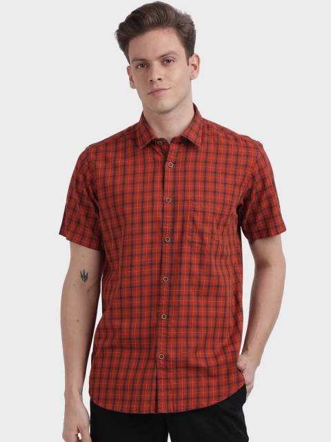 

ColorPlus Men Red Tailored Fit Checked Casual Shirt