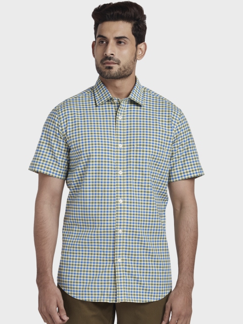 

ColorPlus Men Yellow Tailored Fit Checked Casual Shirt
