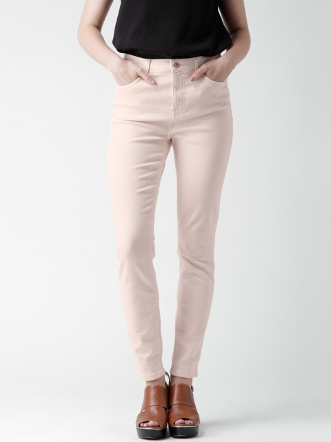 

FOREVER 21 Peach-Coloured High-Rise Skinny Jeans