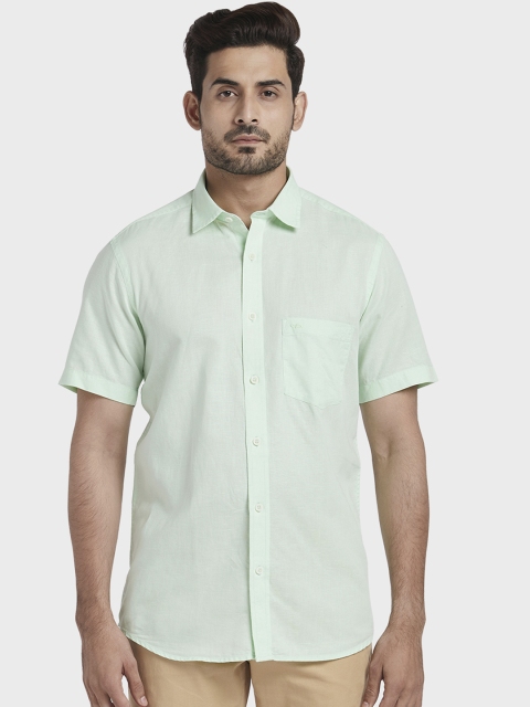

ColorPlus Men Green Tailored Fit Solid Casual Shirt