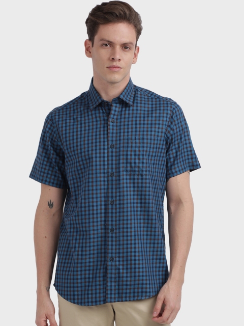 

ColorPlus Men Blue Tailored Fit Checked Casual Shirt
