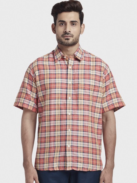 

ColorPlus Men Red & Yellow Regular Fit Checked Casual Shirt