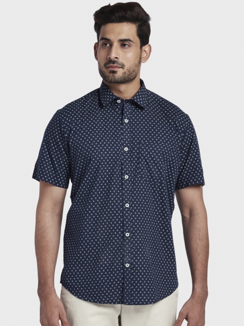 

ColorPlus Men Blue Tailored Fit Printed Casual Shirt