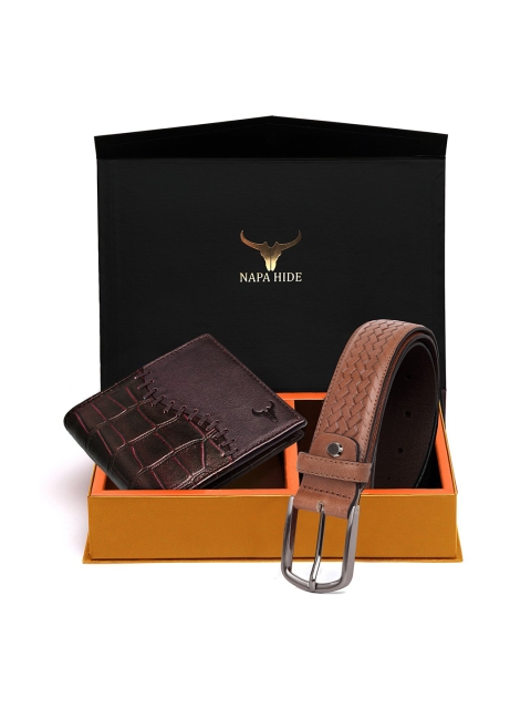 

NAPA HIDE Men RFID Protected Genuine High Quality Leather Wallet & Belt Accessory Gift Set, Tan