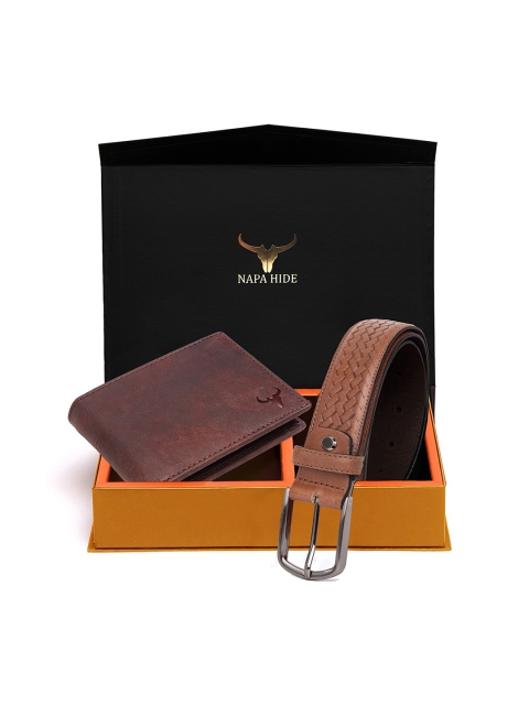 

NAPA HIDE Men Black RFID Protected Genuine Leather Accessory Gift Set, Tan
