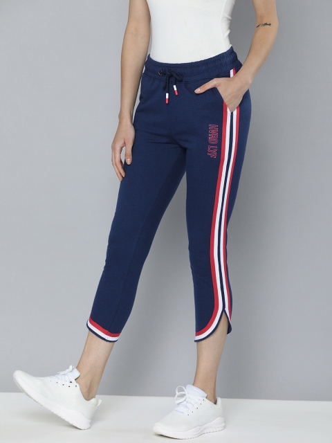 

Harvard Women Navy Blue Solid Side Striped Three-Fourth Length Track Pants