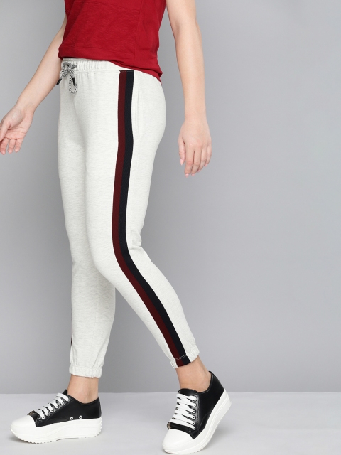 

Harvard Women Off-White Solid Cropped Side-Striped Joggers